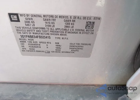 2015 Cadillac Srx Luxury Collection из США, поврежденный, VIN 3GYFNBE34FS523415